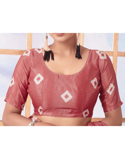 Sudathi Ready To Wear Dusty Peach Printed Silk Saree